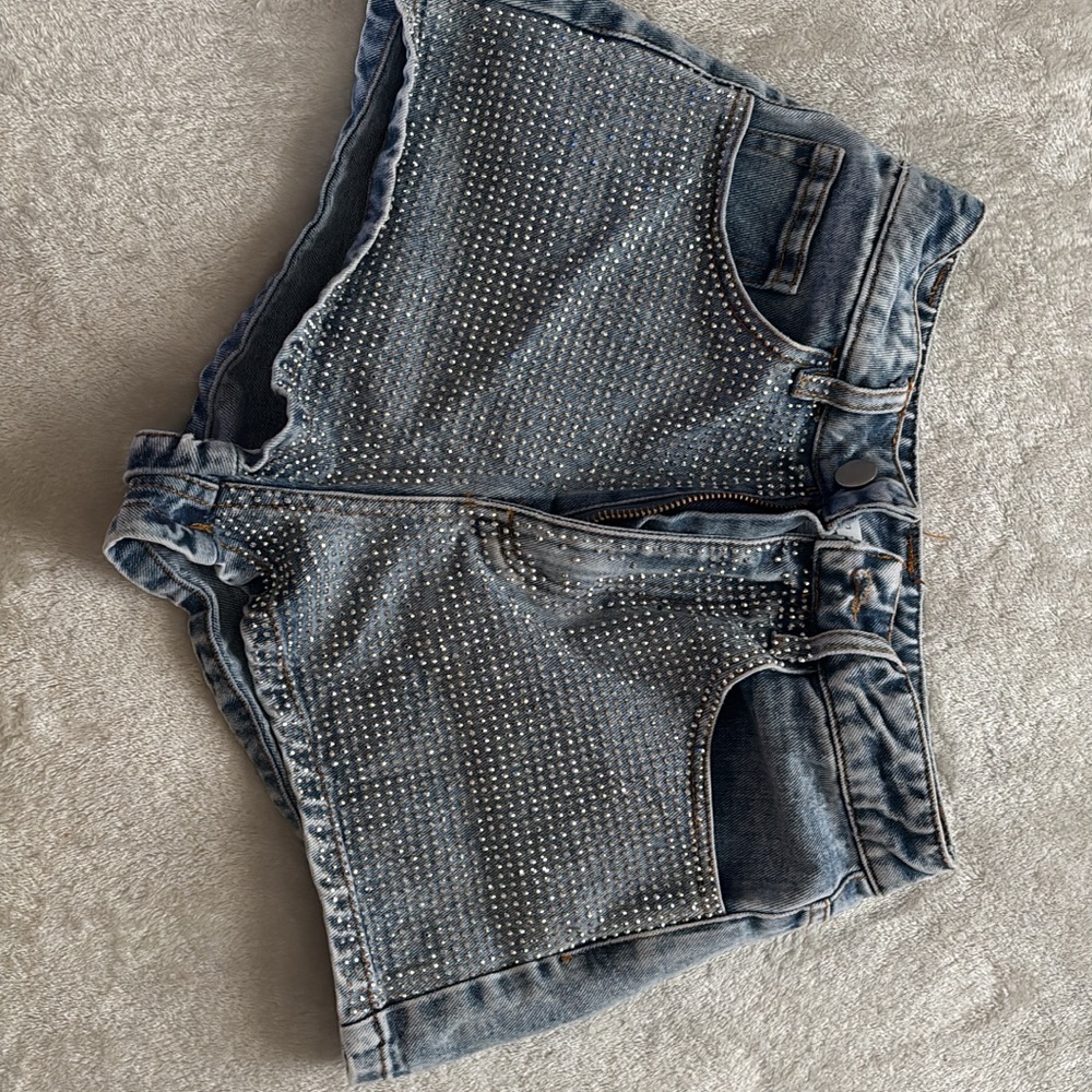 Altar'd State Blue Jean Shorts with Silver Studs
